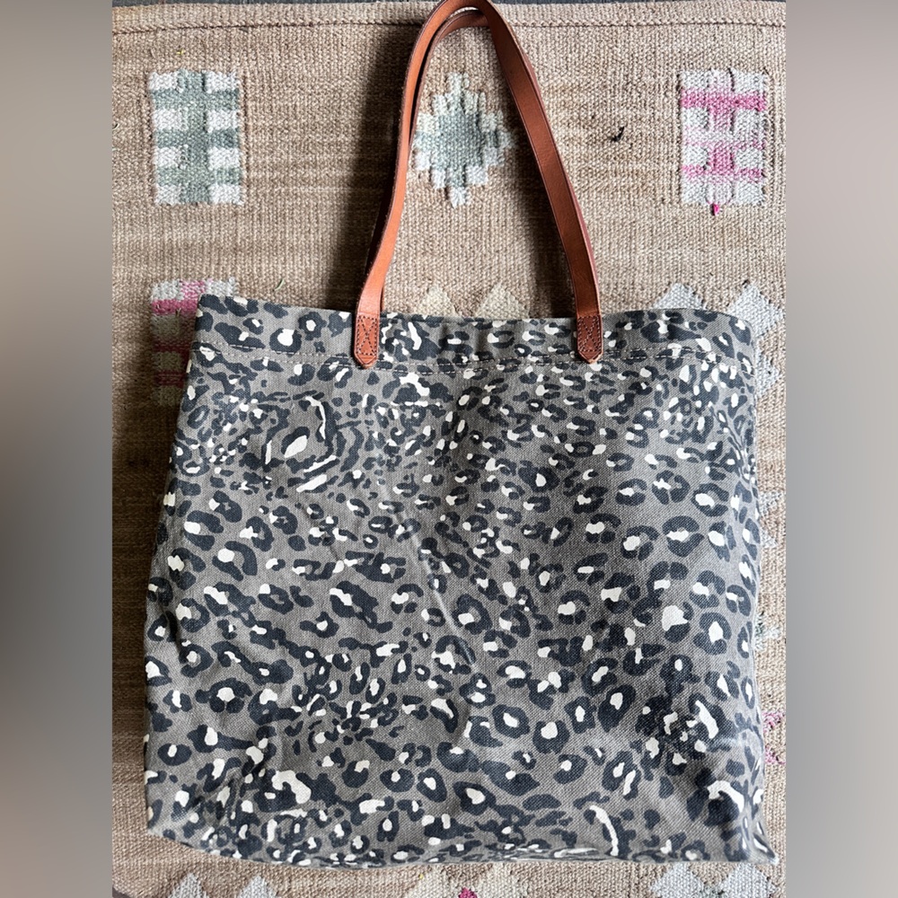 Madewell Large Canvas Transport Tote Leopard Print